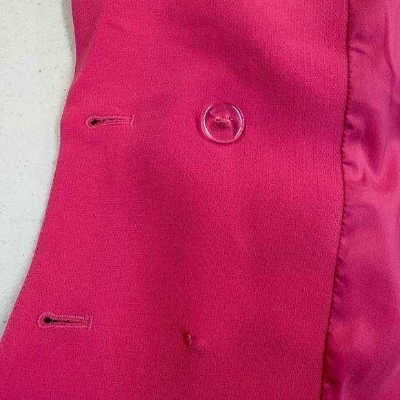cinq a sept Vibrant Hot Pink Double-Breasted Blazer size 6 ruched sleeves - Picture 9 of 12